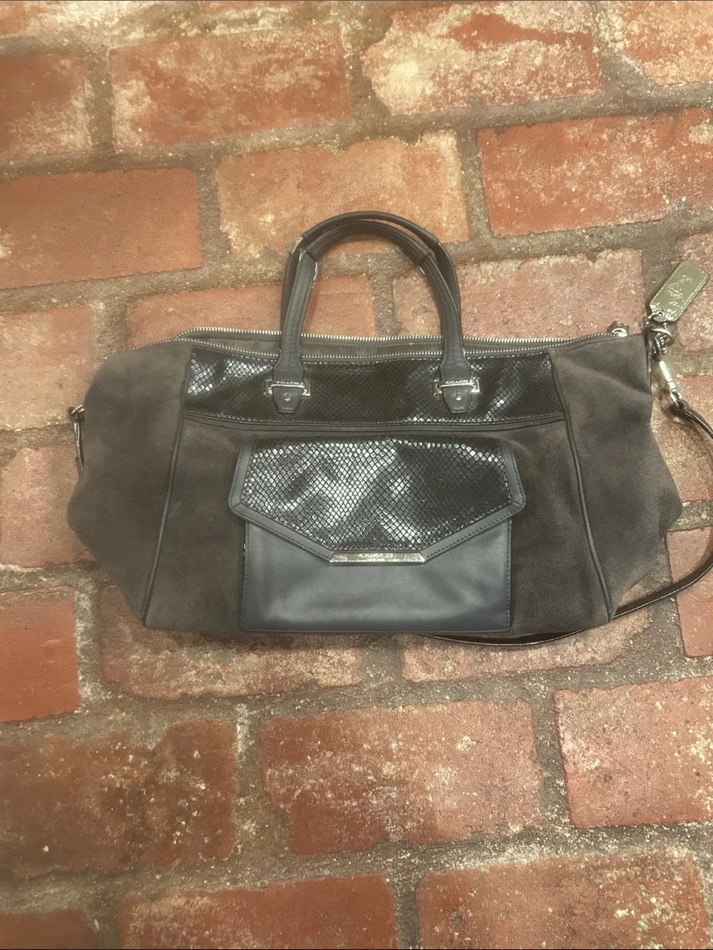 Coach Taylor Suede and Snakeskin Embossed Leather Carryall/Satchel